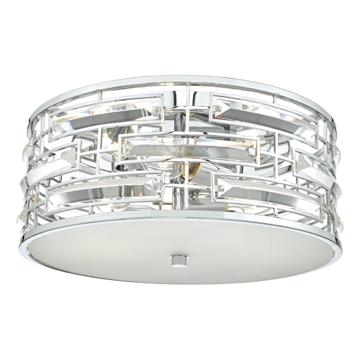 Dar Seville SEV5250 Polished Chrome 3 Light Flush Crystal Ceiling Light