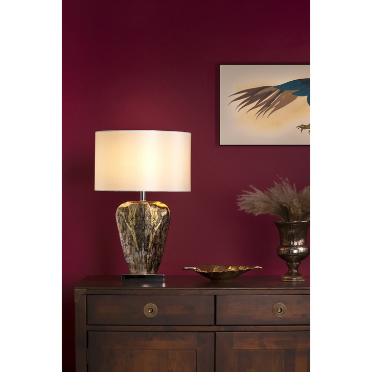 Dar Syracuse Table Lamp Mercury Glass With White Oval Shade