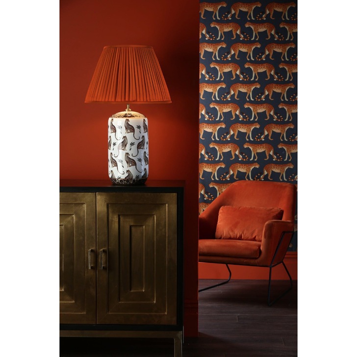 Dar Tigris Leopard And Foliage Motic Ceramic Table Lamp - Base Only