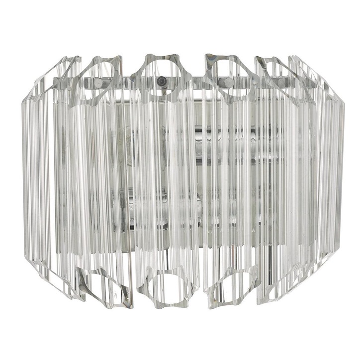 Dar Tuvalu TUV0908 2 Light Wall Light In Polished Chrome & Glass Finish