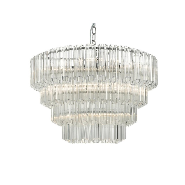 Dar Tuvalu TUV1308 9 Light Pendant In Polished Chrome & Glass Finish