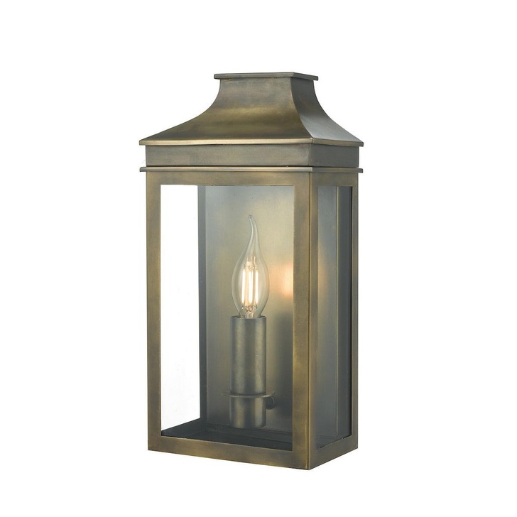 Dar Vapour VAP5245 Exterior Coach Lantern Single Wall Light In Weathered Brass Finish - IP44