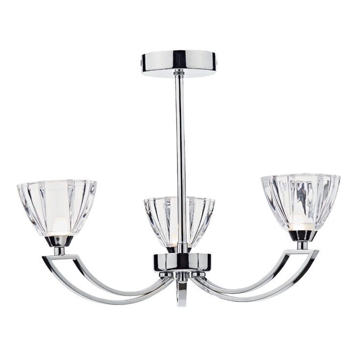 Dar Vito VIT0350 Polished Chrome 3 Light Semi Flush Ceiling Light