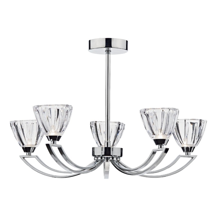 Dar Vito VIT0550 Polished Chrome 5 Light Semi Flush Ceiling Light