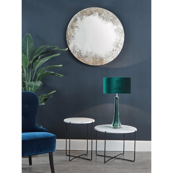 Dar Vixen Round Mirror With Foxed Detail