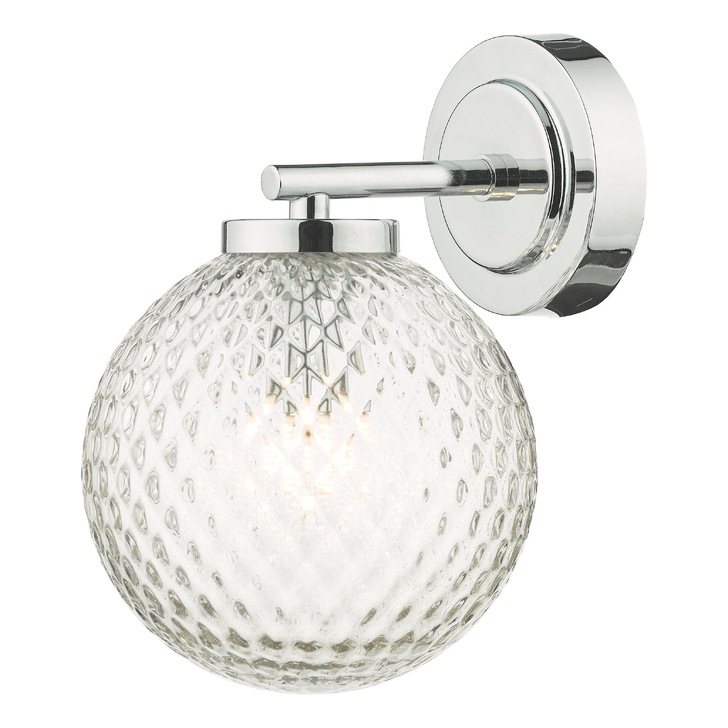 Dar Wayne Bathroom Wall Light In Polished Chrome Complete With Clear Glass - IP44