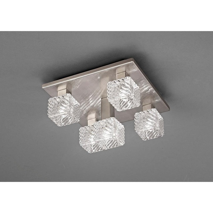 Deco Accor D0163 Satin Nickel 5 Light Flush Ceiling Light With Clear Glass Shades