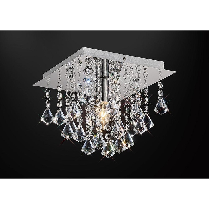 Deco Acton D0142 Polished Chrome 1 Light Square Flush Crystal Ceiling Light - 250mm