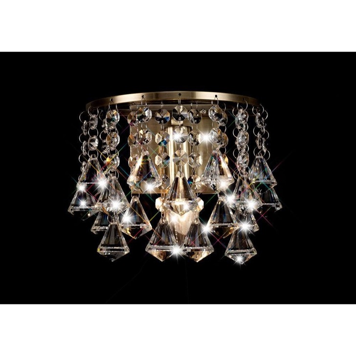 Deco Acton D0192 Antique Brass Prism Crystal 1 Light Wall Light