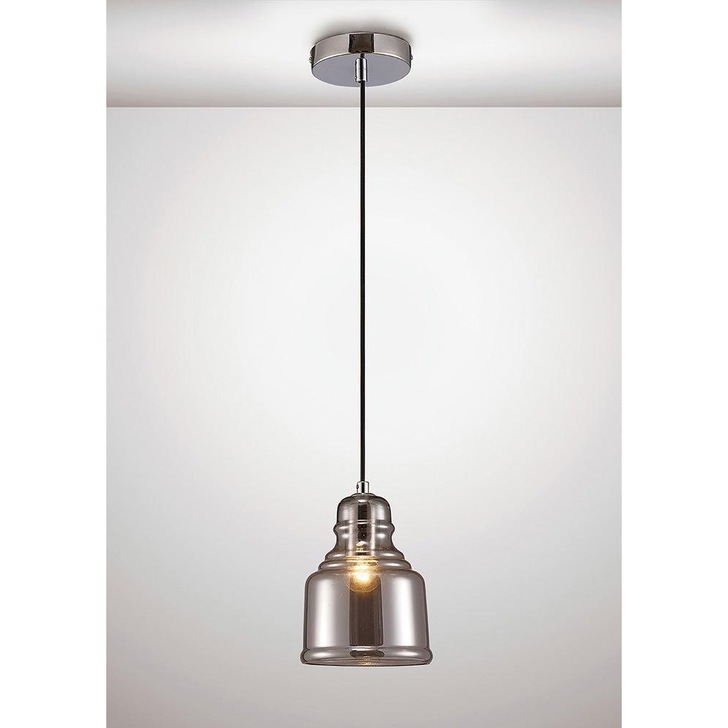 Deco Ariel D0100 Polished Chrome Single Pendant With Smoked Glass