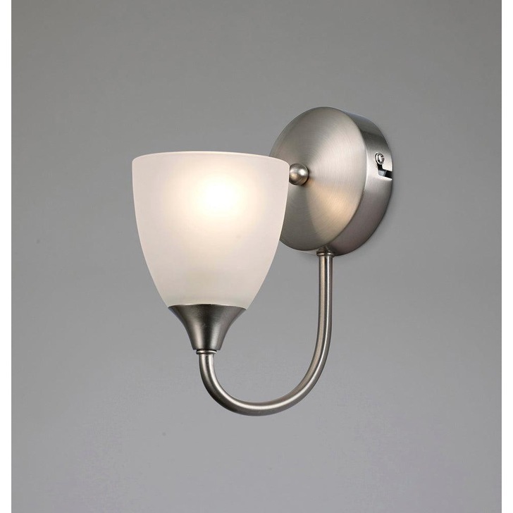 Deco Cooper D0238 Satin Nickel Single Wall Light With Opal Glass Shades