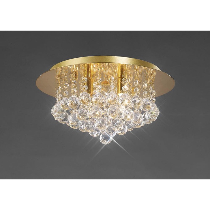 Deco Dahlia D0004 French Gold 4 Light Flush Crystal Ceiling Light - 350mm