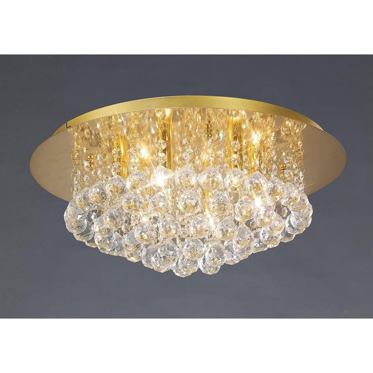 Deco Dahlia D0005 French Gold 6 Light Flush Crystal Ceiling Light - 450mm