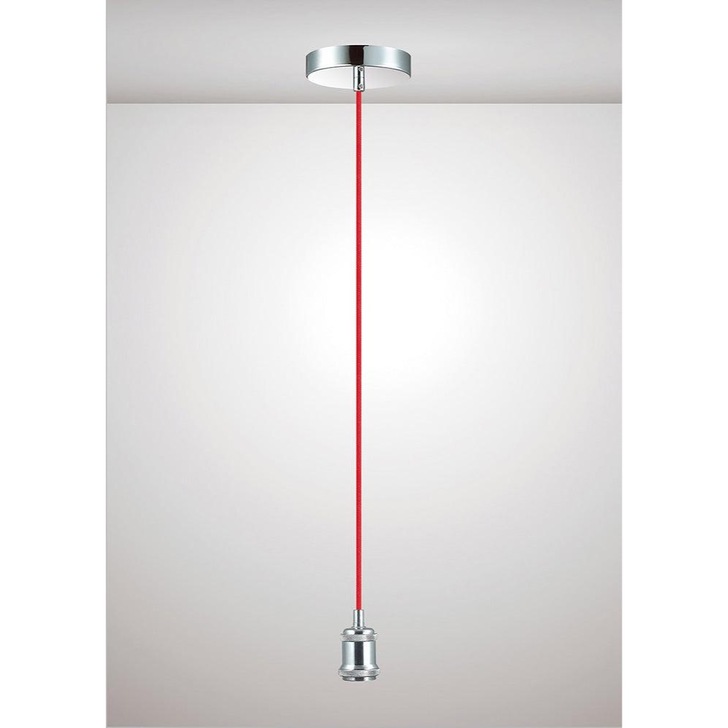 Deco Dreifa D0174 Polished Chrome With Red Braided Cable Ceiling Suspension Kit