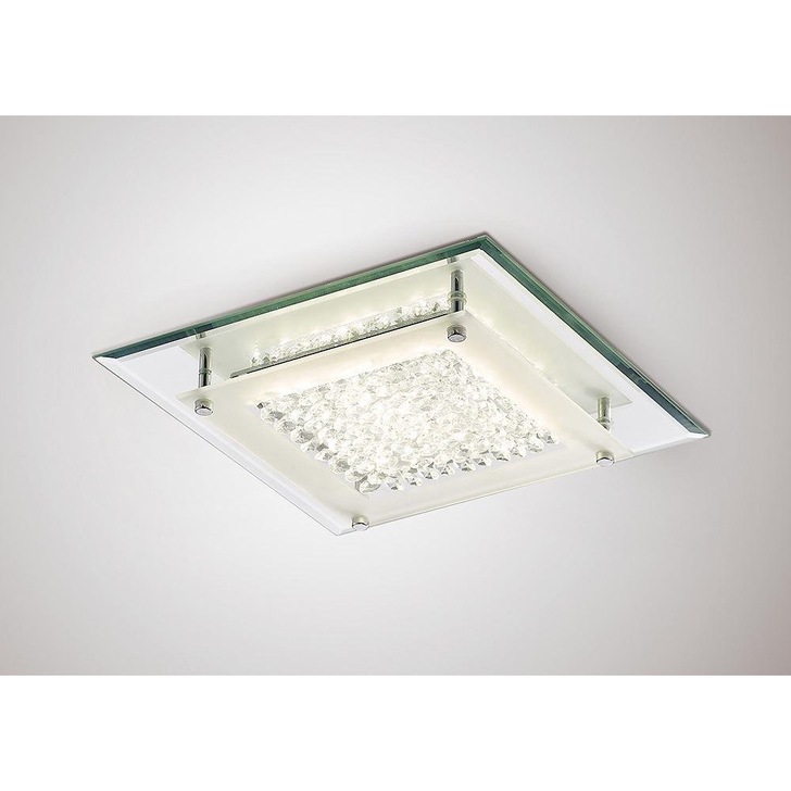 Deco Gina D0069 Polished Chrome LED Flush Crystal Ceiling Light - 280mm 4000K