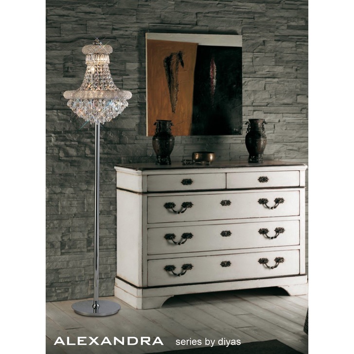 Diyas Alexandra IL31444 Polished Chrome 8 Light Crystal Floor Lamp