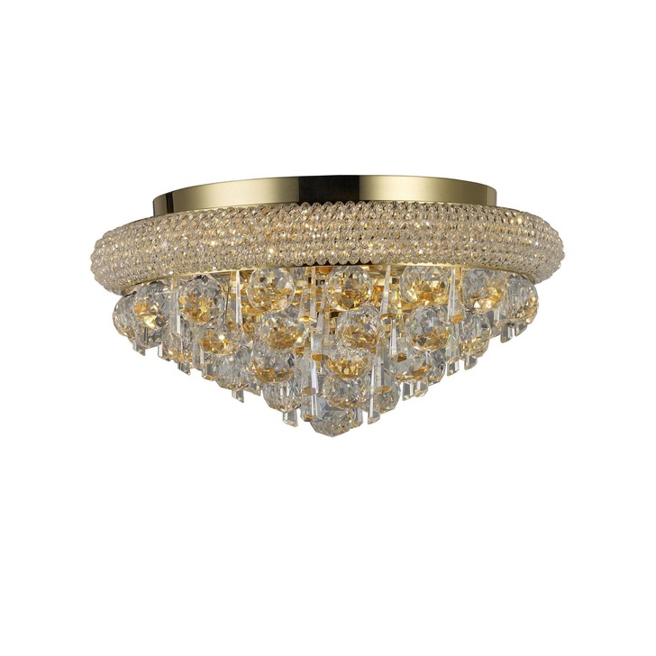 Diyas Alexandra IL32105 French Gold 6 Light Flush Crystal Ceiling Light