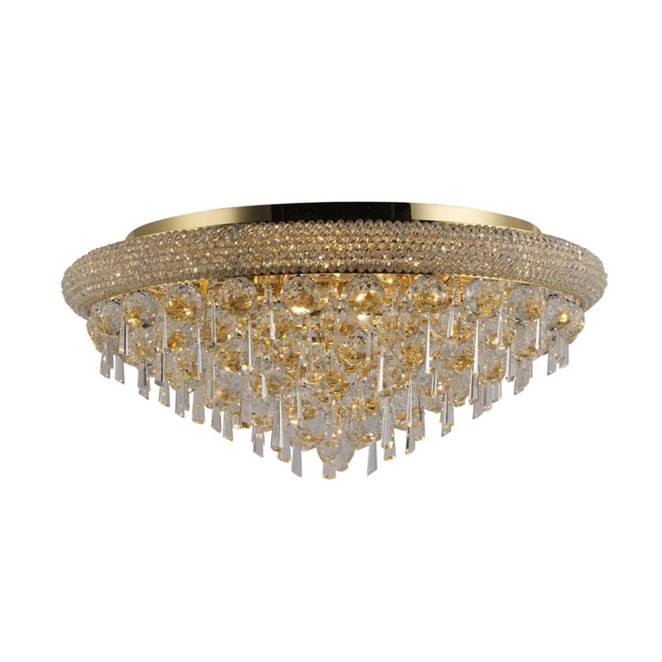 Diyas Alexandra IL32107 French Gold 9 Light Flush Crystal Ceiling Light