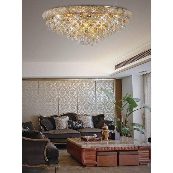 Diyas Alexandra IL32108 French Gold 16 Light Flush Crystal Ceiling Light