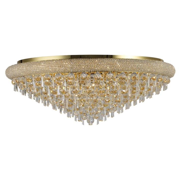 Diyas Alexandra IL32109 French Gold 18 Light Flush Crystal Ceiling Light