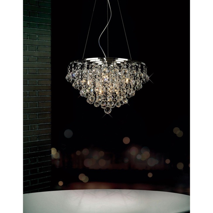 Diyas Atla IL30015 Polished Chrome 8 Light Crystal Pendant