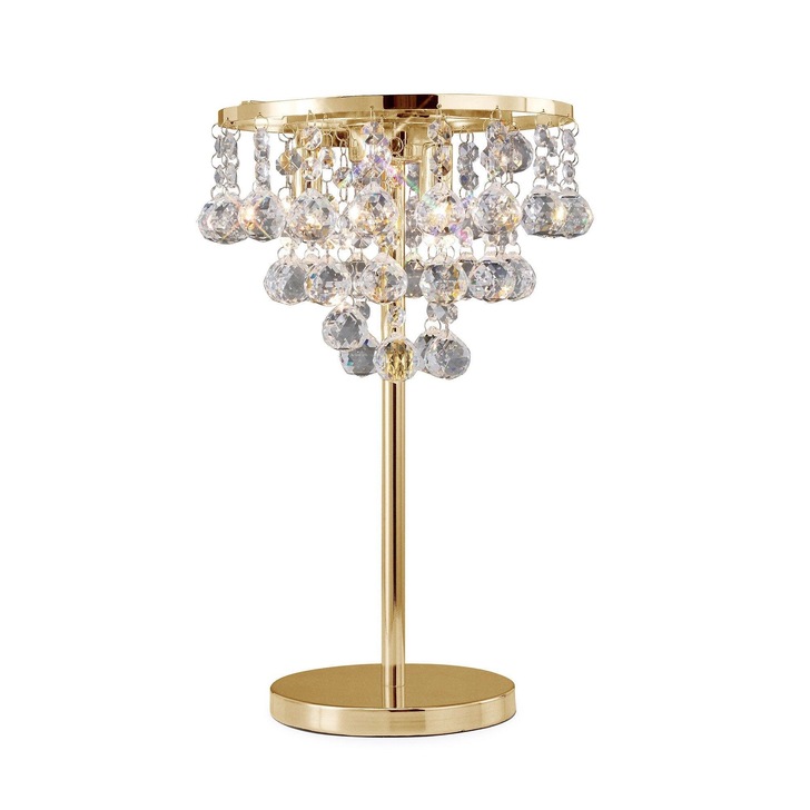 Diyas Atla IL30031 French Gold 3 Light Crystal Table Lamp