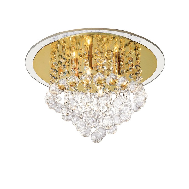 Diyas Atla IL30208 French Gold 4 Light Flush Crystal Ceiling Light