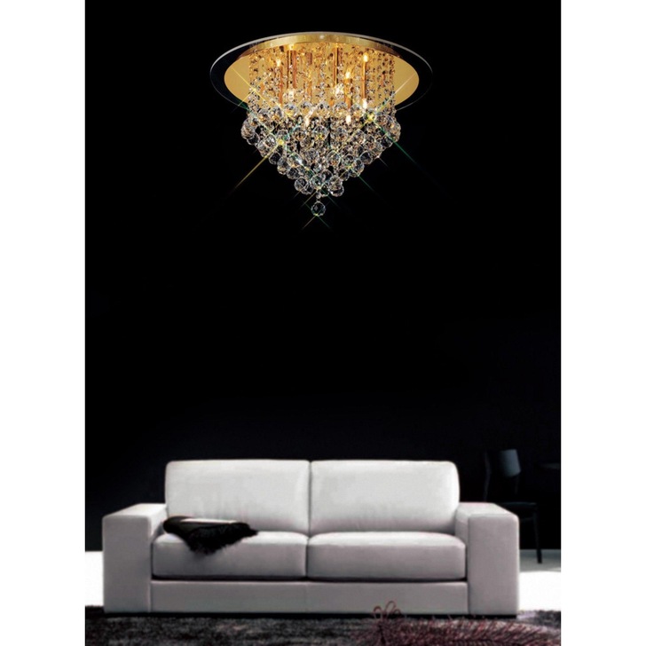 Diyas Atla IL30209 French Gold 6 Light Flush Crystal Ceiling Light