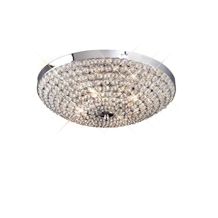 Diyas Ava IL30187 Polished Chrome 4 Light Flush Crystal Ceiling Light