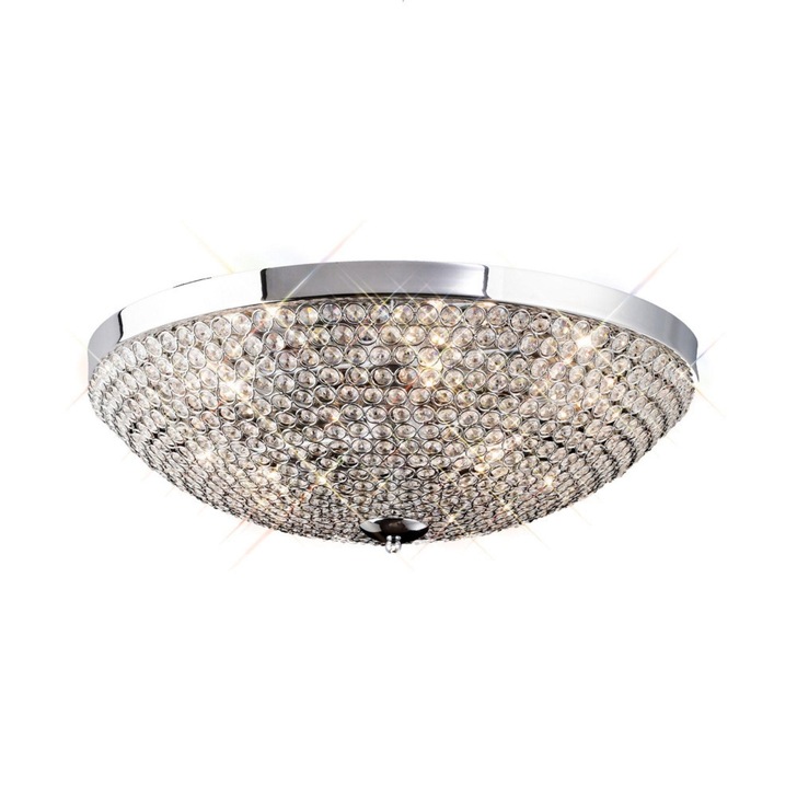 Diyas Ava IL30188 Polished Chrome 6 Light Flush Crystal Ceiling Light