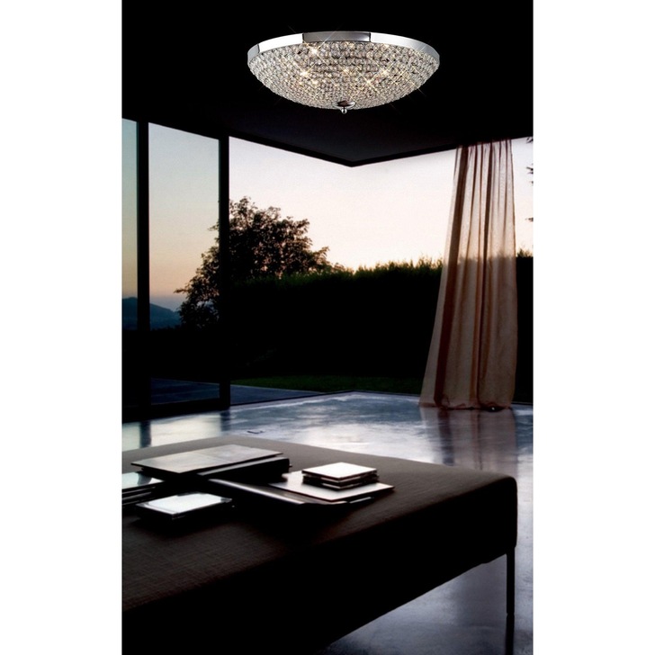 Diyas Ava IL30189 Polished Chrome 9 Light Flush Crystal Ceiling Light