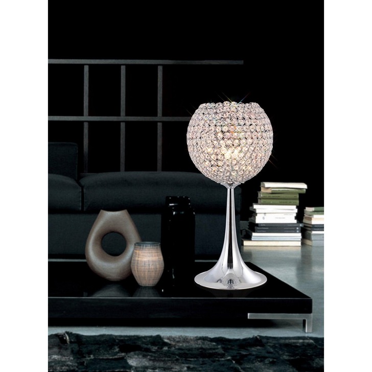 Diyas Ava IL30194 Polished Chrome 3 Light Crystal Table Lamp