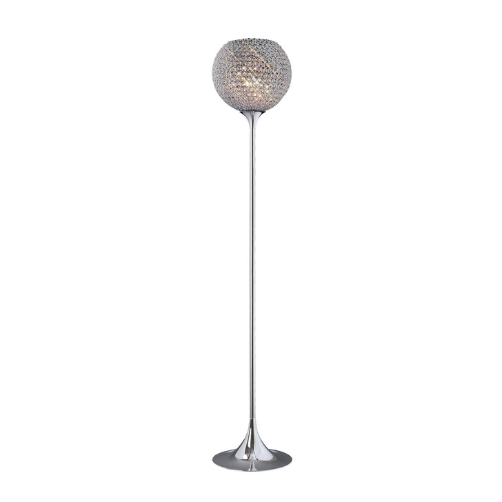 Diyas Ava IL30197 Polished Chrome 5 Light Crystal Floor Lamp