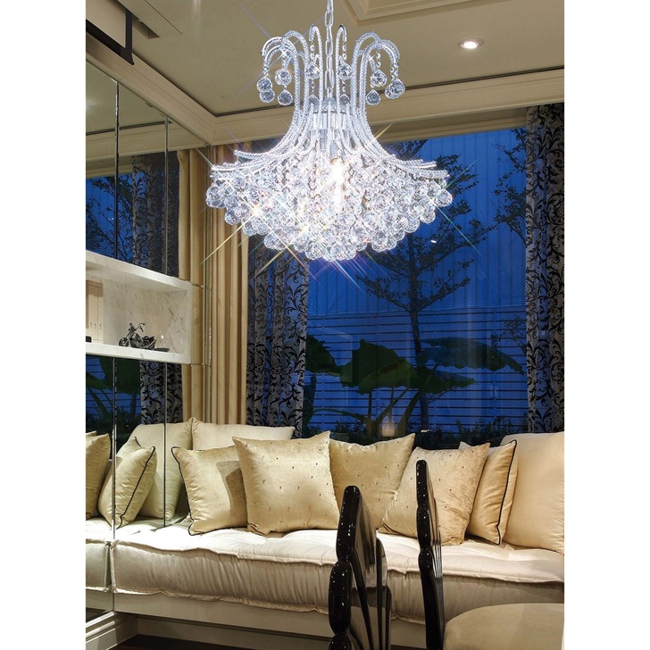 Diyas Bask IL30017 Polished Chrome 6 Light Crystal Pendant