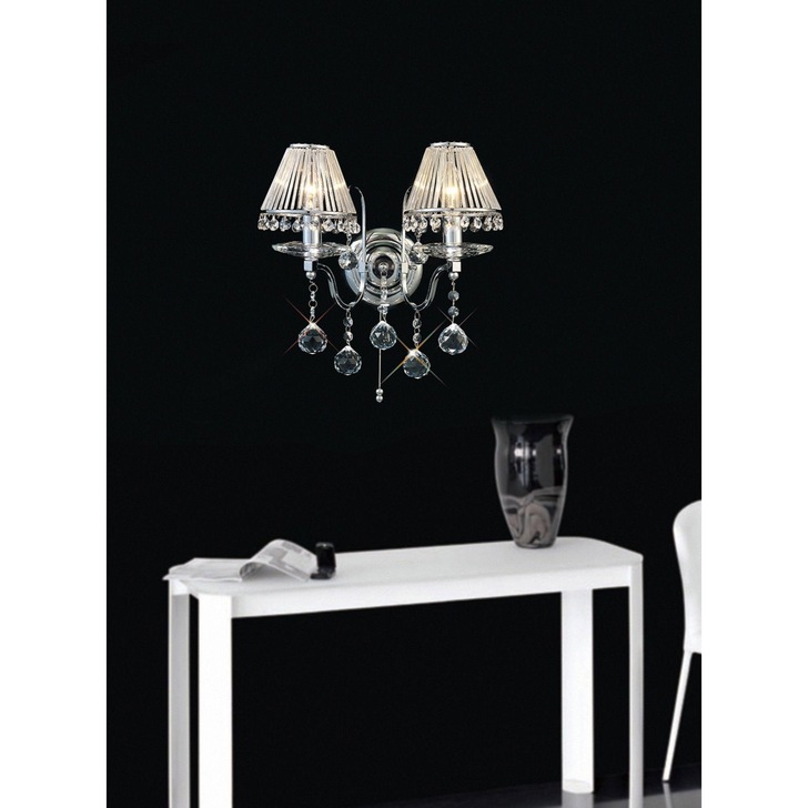 Diyas Bianco IL30112 Polished Chrome 2 Light Crystal Wall Light