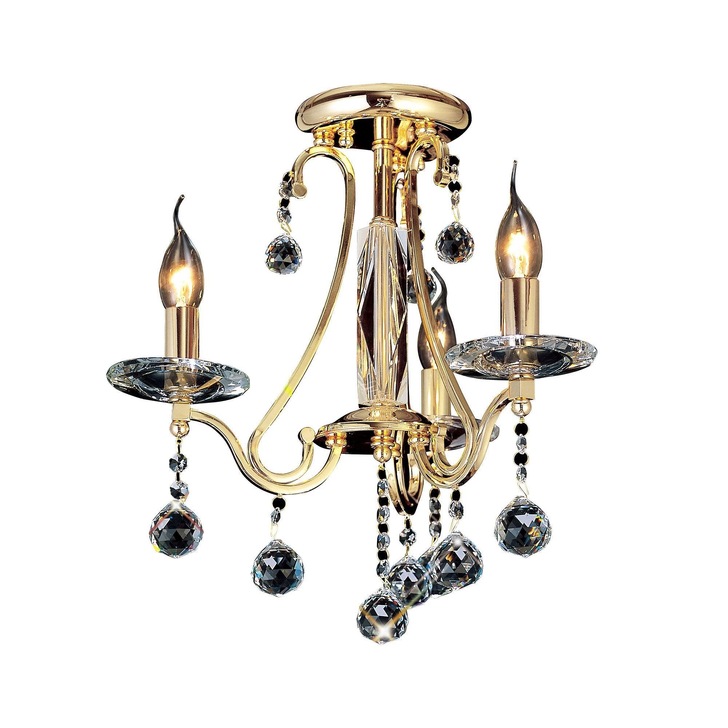 Diyas Bianco IL30213 French Gold 3 Light Semi Flush Crystal Chandelier