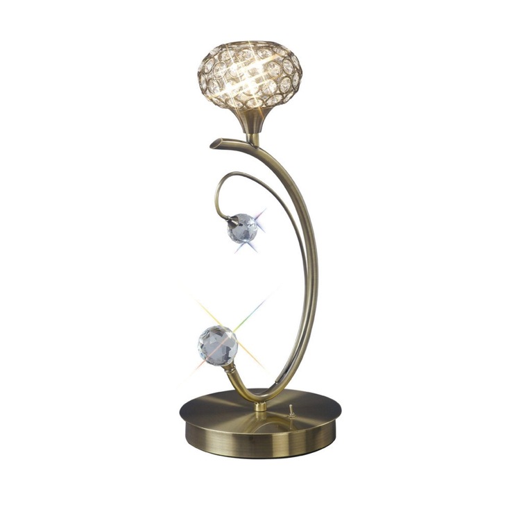 Diyas Cara IL30949 Antique Brass Crystal Table Lamp