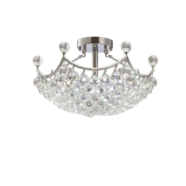 Diyas Cesto IL30033 Polished Chrome 6 Light Semi Flush Crystal Ceiling Light