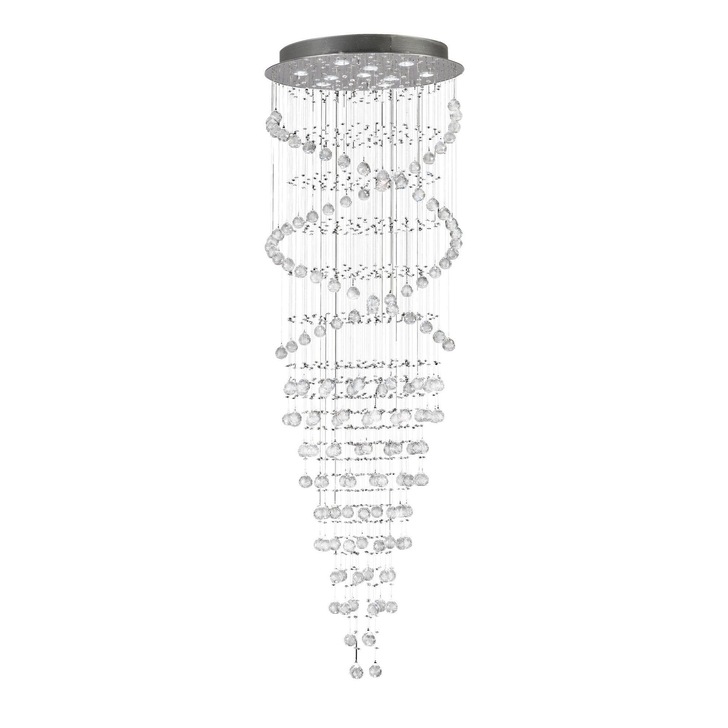 Diyas Colorado IL31375 Polished Chrome 10 Light Corkscrew Crystal Pendant