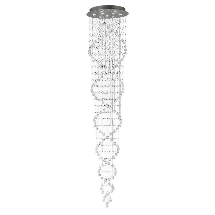 Diyas Colorado IL31377 Polished Chrome 9 Light Corkscrew Crystal Pendant