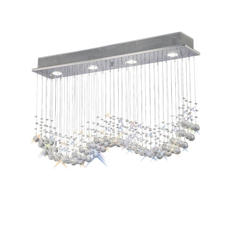 Diyas Colorado IL31379 Polished Chrome 4 Light Crystal Linear Bar Pendant