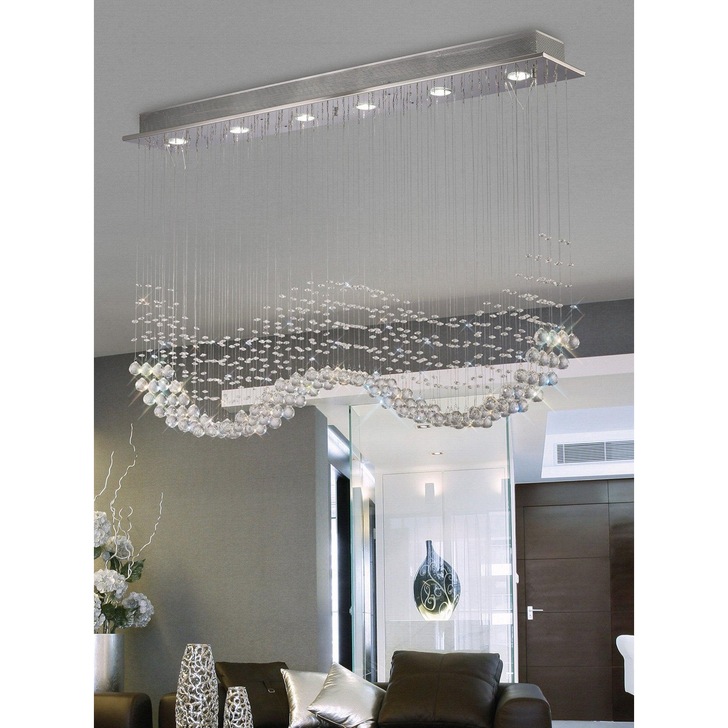 Diyas Colorado IL31380 Polished Chrome 6 Light Crystal Linear Bar Pendant