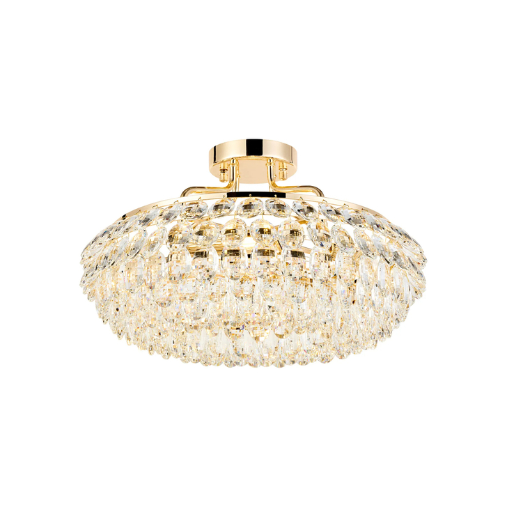Diyas Coniston 48cm Semi Flush French Gold Crystal Ceiling Light