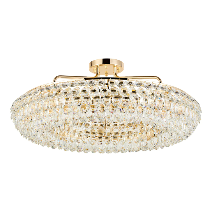 Diyas Coniston 80cm Semi Flush French Gold Crystal Ceiling Light