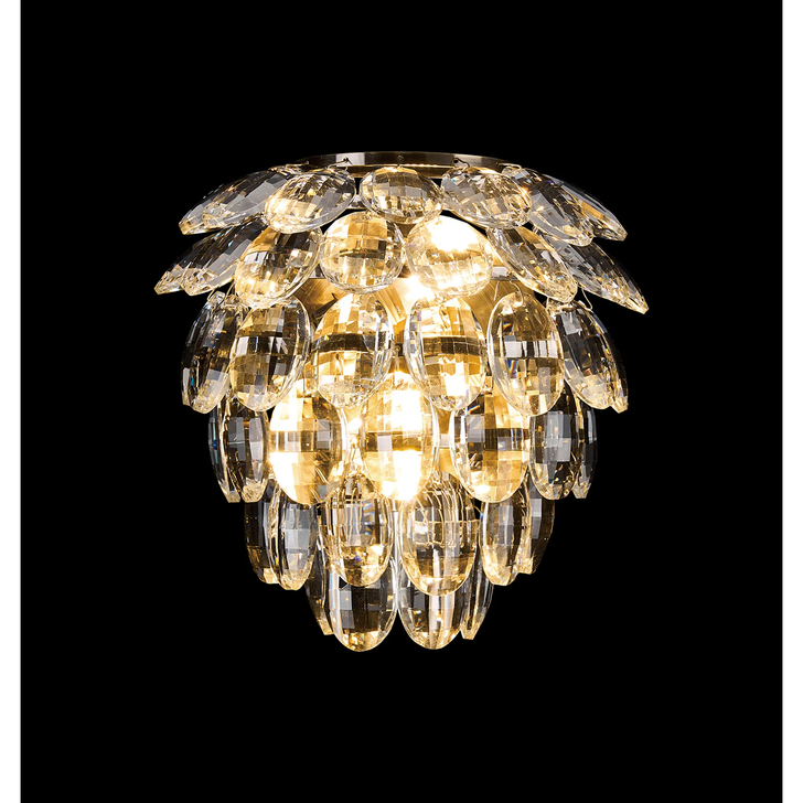 Diyas Coniston Antique Brass Crystal Bathroom Wall Light - IP44