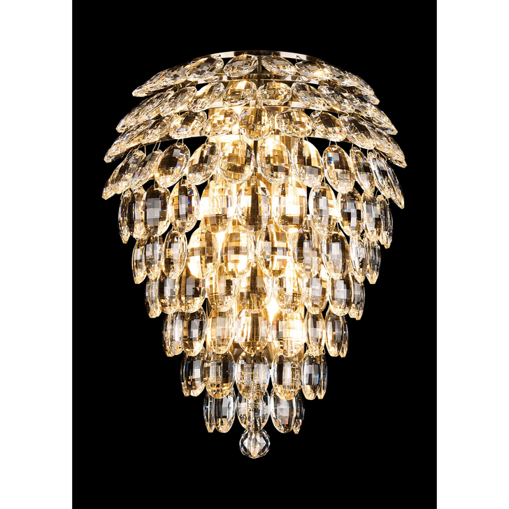 Diyas Coniston Antique Brass Extra Large Crystal Bathroom Wall Light - IP44