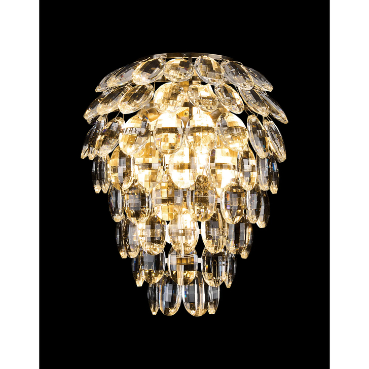 Diyas Coniston Antique Brass Large Crystal Bathroom Wall Light - IP44