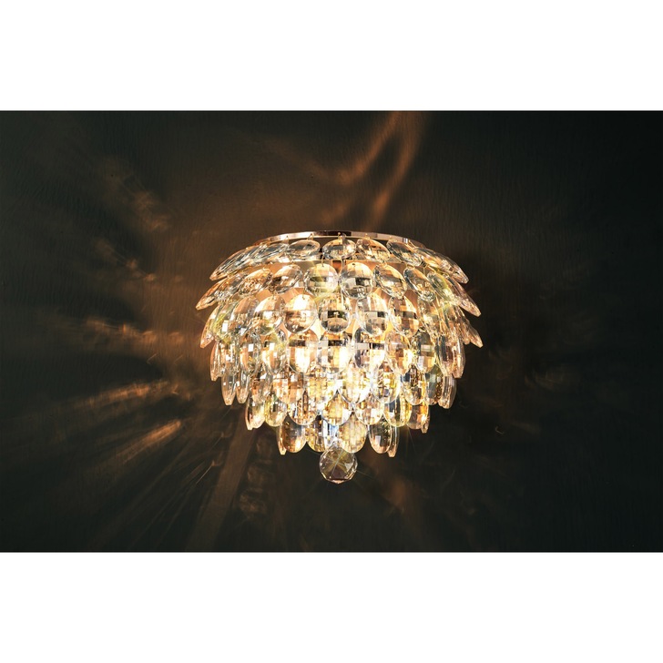 Diyas Coniston French Gold 2 Light Large Crystal Wall Light - IL32829