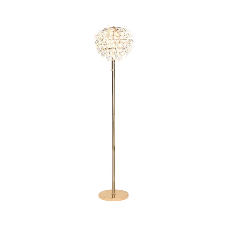 Diyas Coniston French Gold 3 Light Crystal Floor Lamp - IL32837