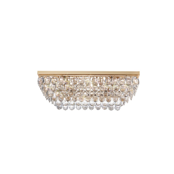 Diyas Coniston French Gold 5 Light Rectangular Flush Crystal Ceiling Light - IL32826